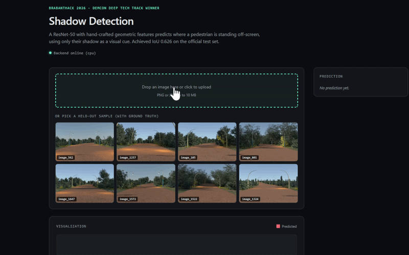 Screen recording of the Shadow Detection web app.